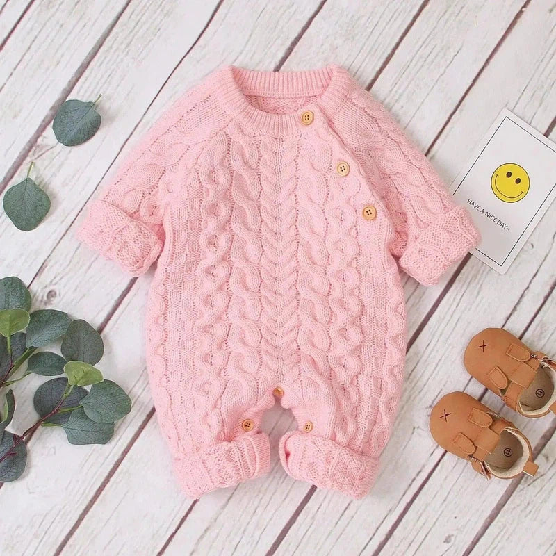 LOVEMI - Knitted solid color baby jumpsuit