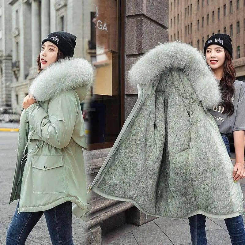 Korean women's cotton coat-Peagreen-5