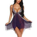 Lace Sexy Lingerie Ladies Temptation Lace Transparent-Purple-2