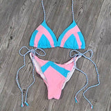 Ladies Swimsuit Colorblock Print Bikini Swimsuit-C05-4