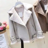 Lamb fur coat female winter short paragraph-Apricot-2