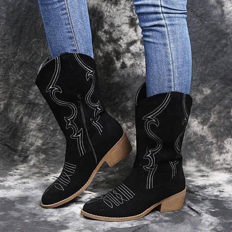 Large size low heel women boots WISH women's leather boots-1