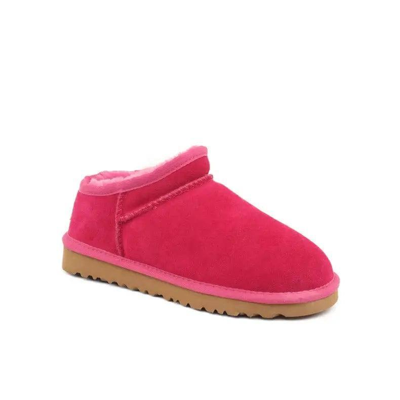 Lazy Shoes One Pedal Leather Snow Boots Women Henan Sangpo-Pink-7