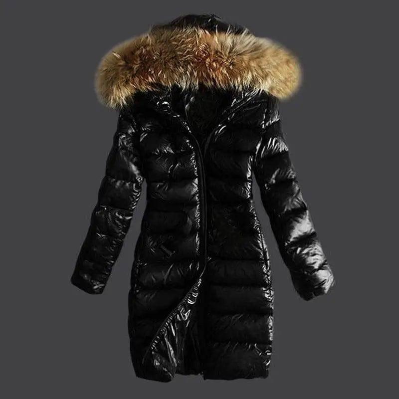 Long Quilted Jacket With Fur Collar And Raccoon Fur-4