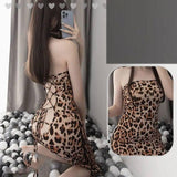 Long Skirt Lace Up Plus Size Erotic Lingerie Leopard Print-Leopardprint-8