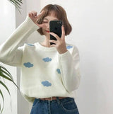 Loose cloud sweater sweater-White-8