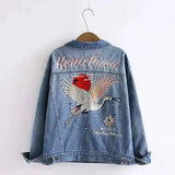 autumn behind the crane crane loose BF wind denim jacket-Picture color-1