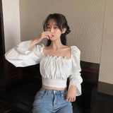 LOVEMI - Lovemi - Autumn Fairy Ruffled Square Neckline Waist Puff