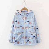 LOVEMI - Lovemi - Big Girl Cute Printed Trench Coat Loose Hooded