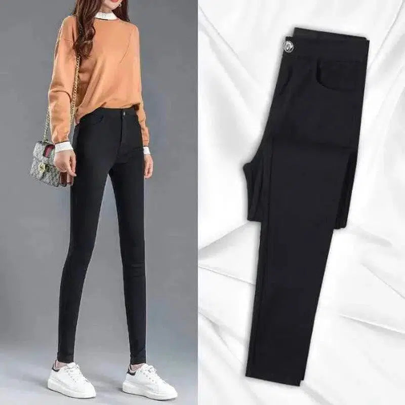 Black high-waist leggings and small feet pants-1