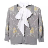 Women's Floral Cardigan with Bow Tie-1