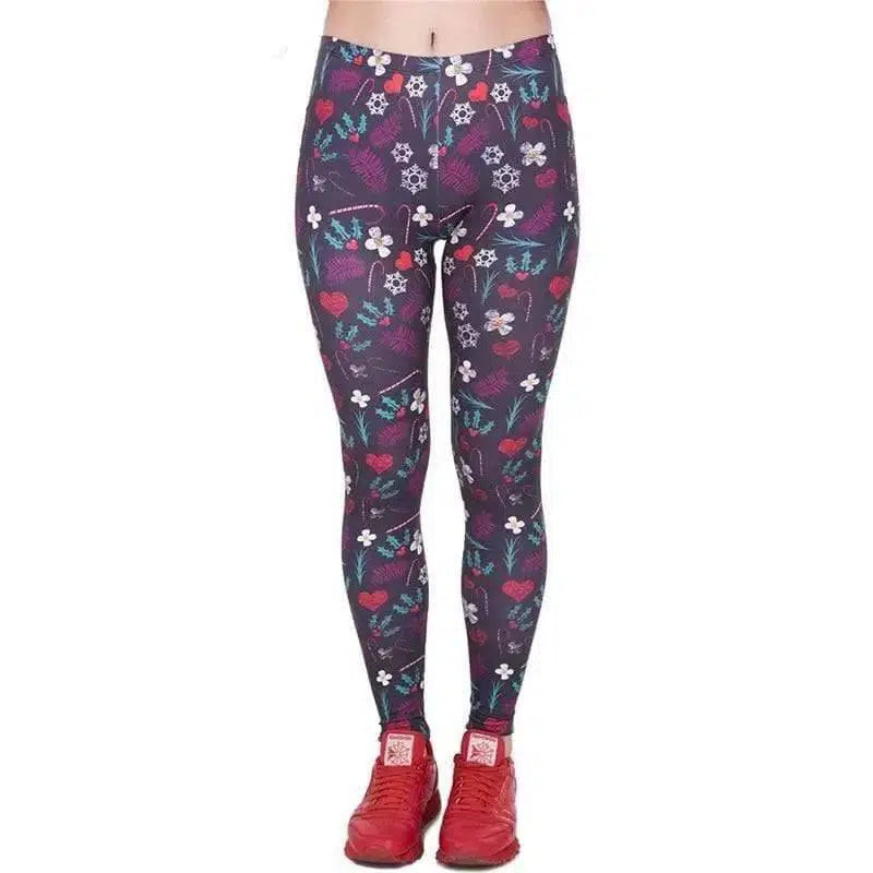 Christmas printed Capris high waisted sports Leggings-Purple-1