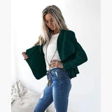 Women's Casual Blazer with Zip Pockets-Green-4