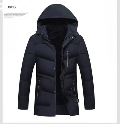 Cotton coat warm thick cotton coat men's cotton hooded-Navy-3