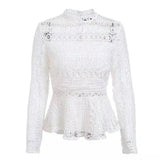 LOVEMI - Lovemi - Cutout long-sleeved lace shirt