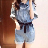 LOVEMI - Lovemi - Denim Short Sleeve Jumpsuit