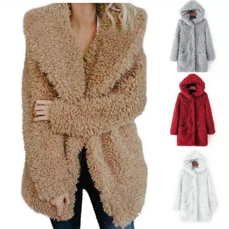 Fuzzy Hooded Women's Winter Coat-1