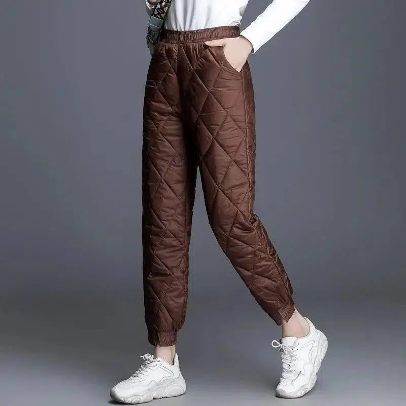 Down cotton trousers for women-Coffee-2