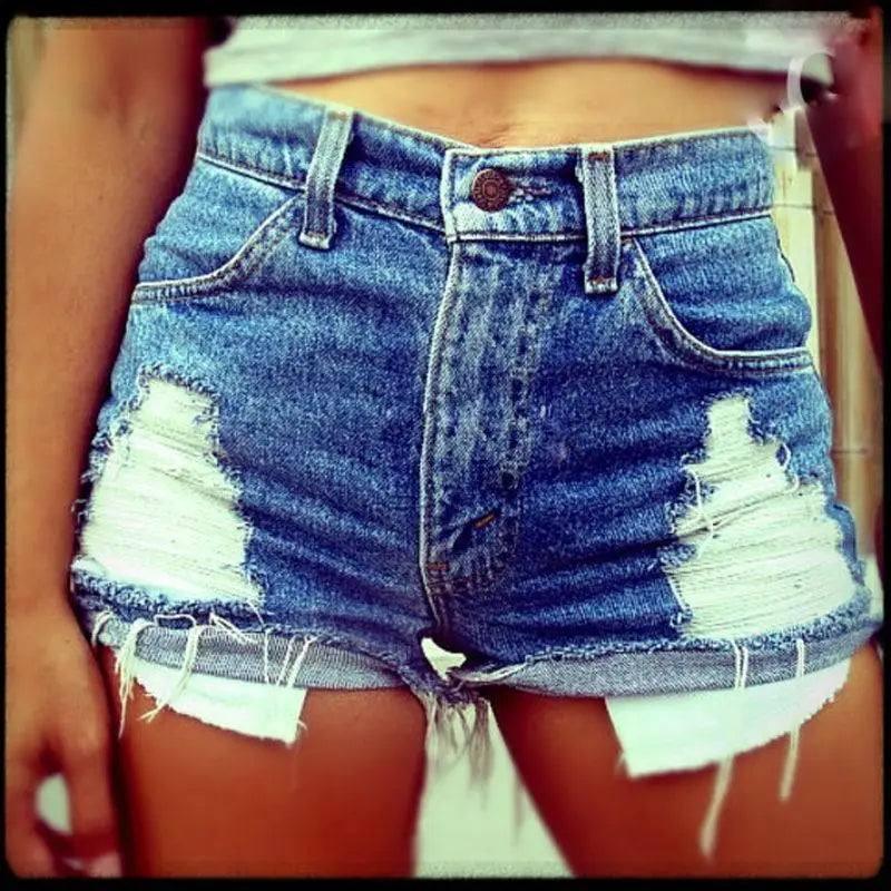 Europe and America hole hole pocket denim hot pants shorts-4