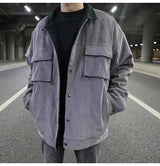 European and American high street wind corduroy jacket-Grey-1