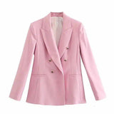 Double-Breasted Blazer and Trousers Set-Coat-2