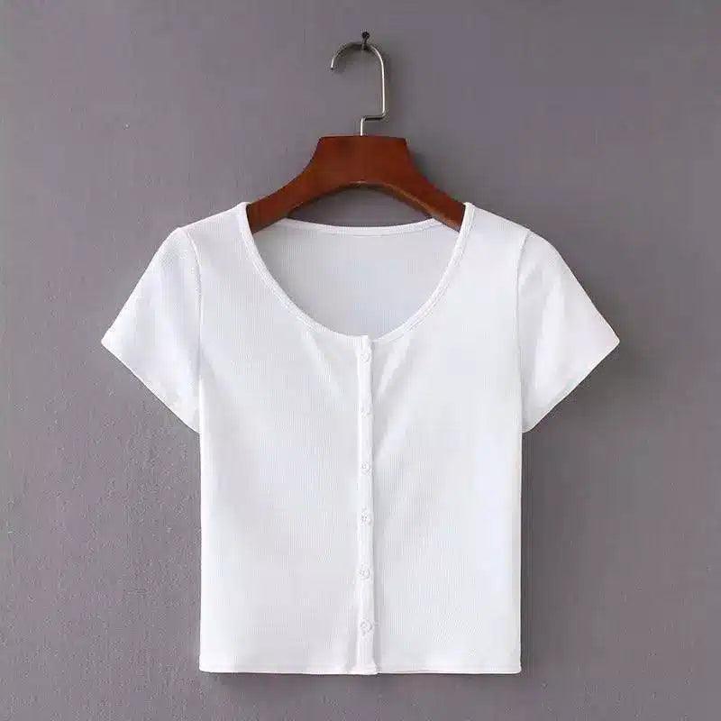 LOVEMI - Lovemi - European And American Style Short Slim Round Neck