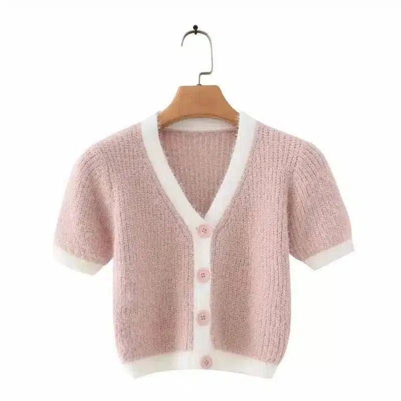 Short Sleeve Knit Sweater for Women-Skin tone-4