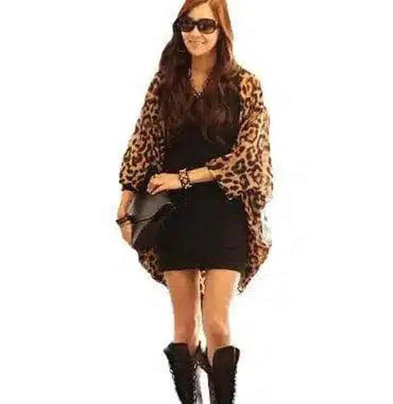 LOVEMI - Lovemi - Fashion Women Leopard Print Chiffon Kimono