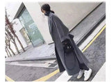 Fashionable loose medium length cashmere woolen coat-Grey-2