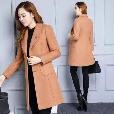 Fashionable woolen coat-Khaki-3