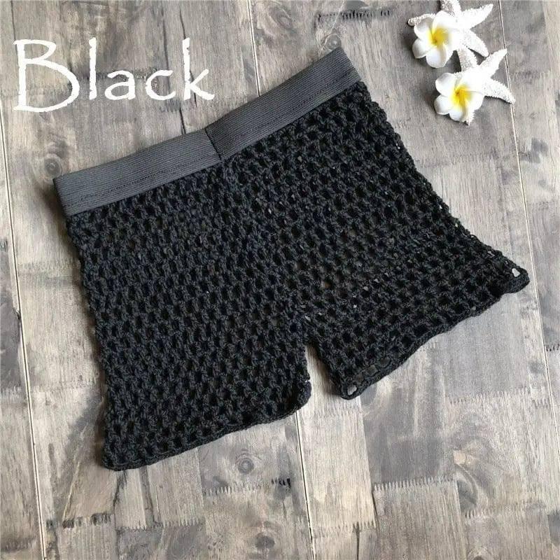 Fishing net hand hook cotton shorts-Black-12