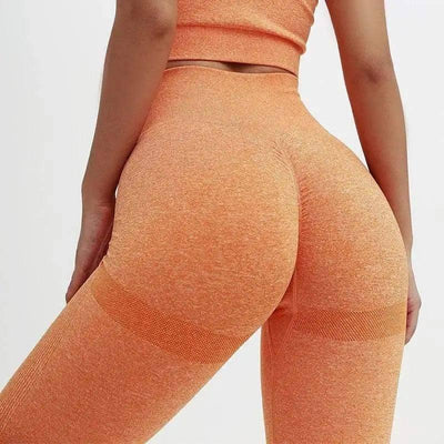 Fitness Pants Buttocks Female Leggings-Orange-6