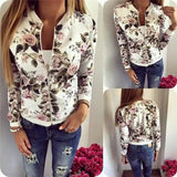 Floral Zip-Up Casual Jacket for Women-white-1