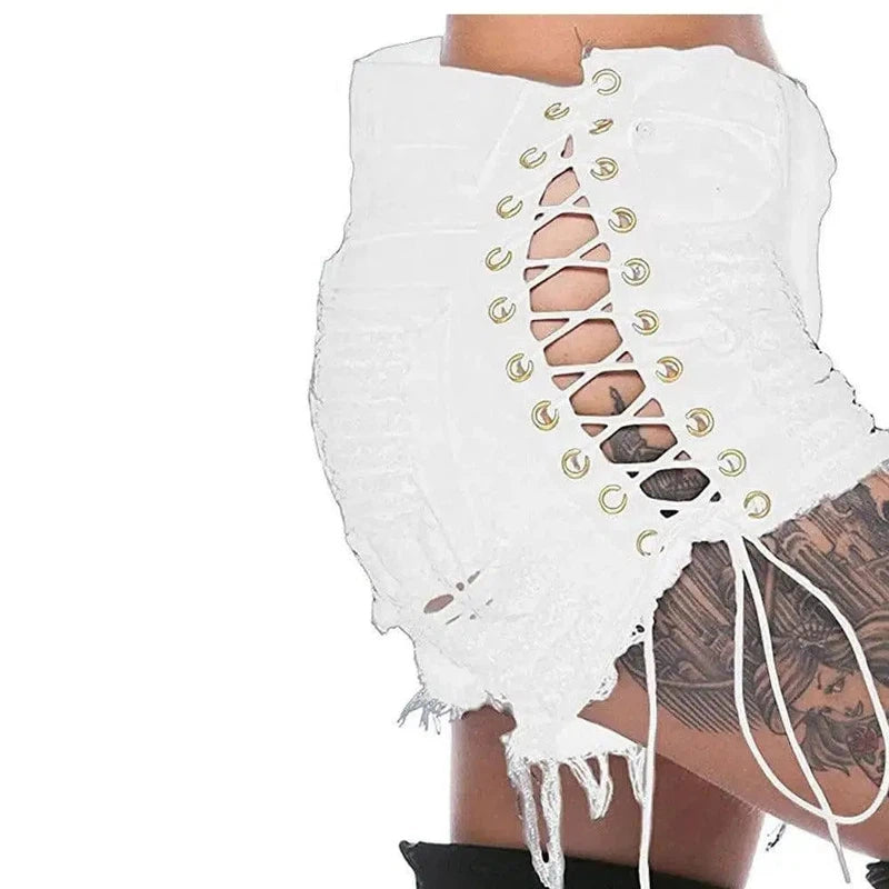 GOTHIC RIPPED MINI JEAN SHORTS-198white-11