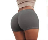 High Waist Stretch Fitness Yoga Gym Shorts Seamless Short-gray-24