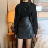 HOT Fashion Women Shiny Leather Skirts Female Solid Bodycon-Brown-16