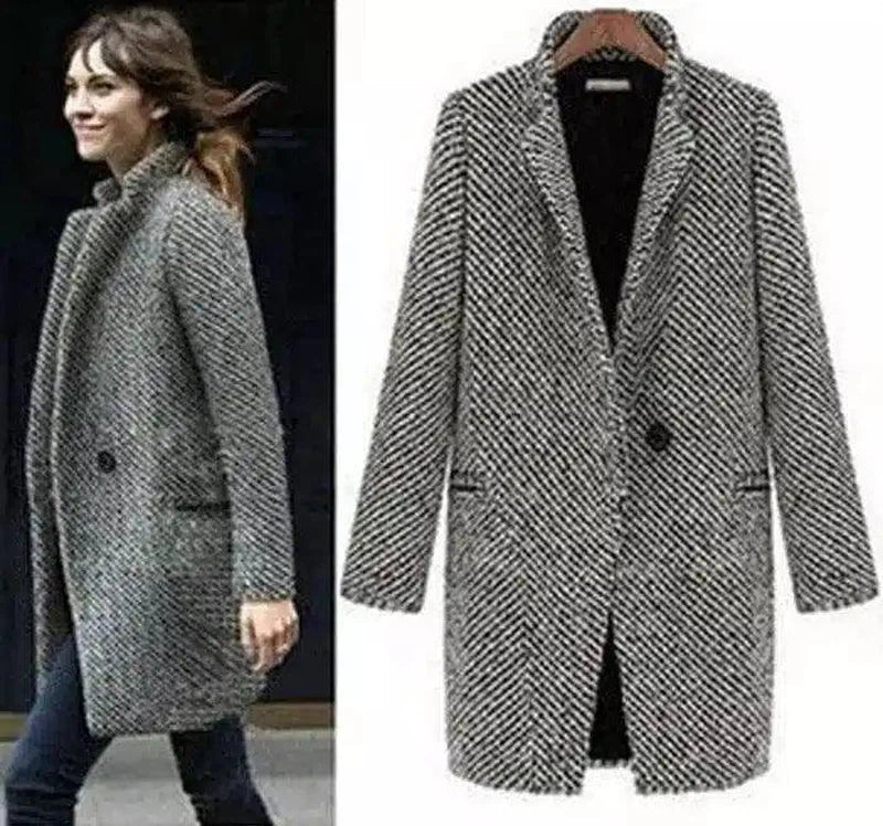 Houndstooth coat trench coat in the long section-1