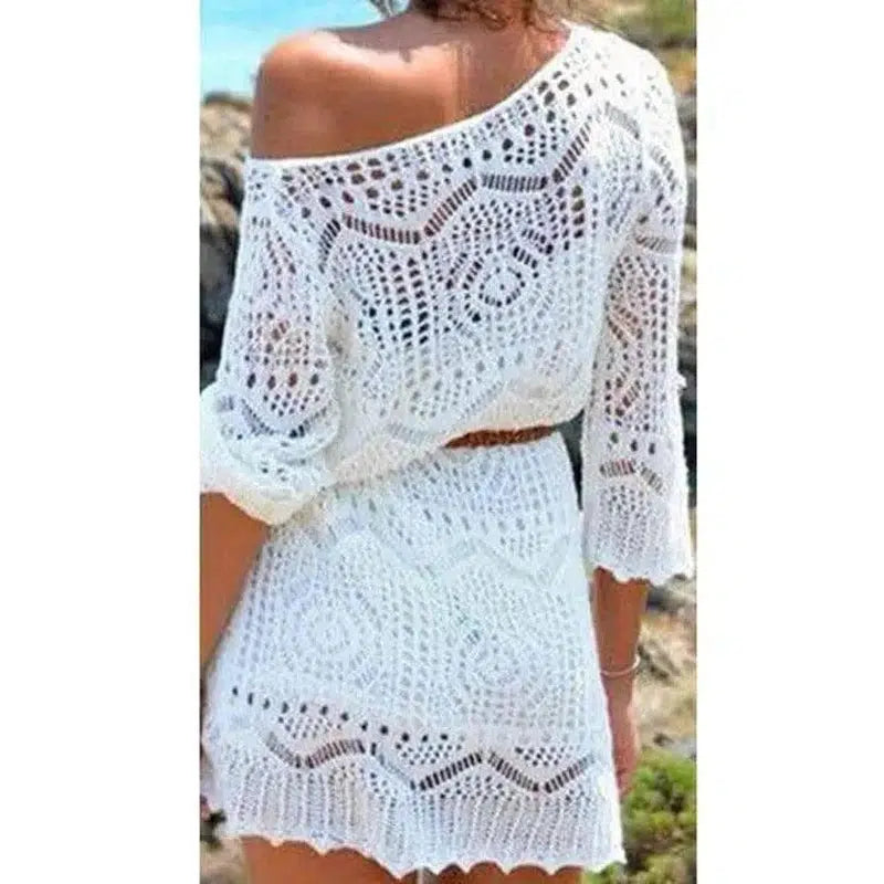 Knitted Hollow-out Beach Dress-5