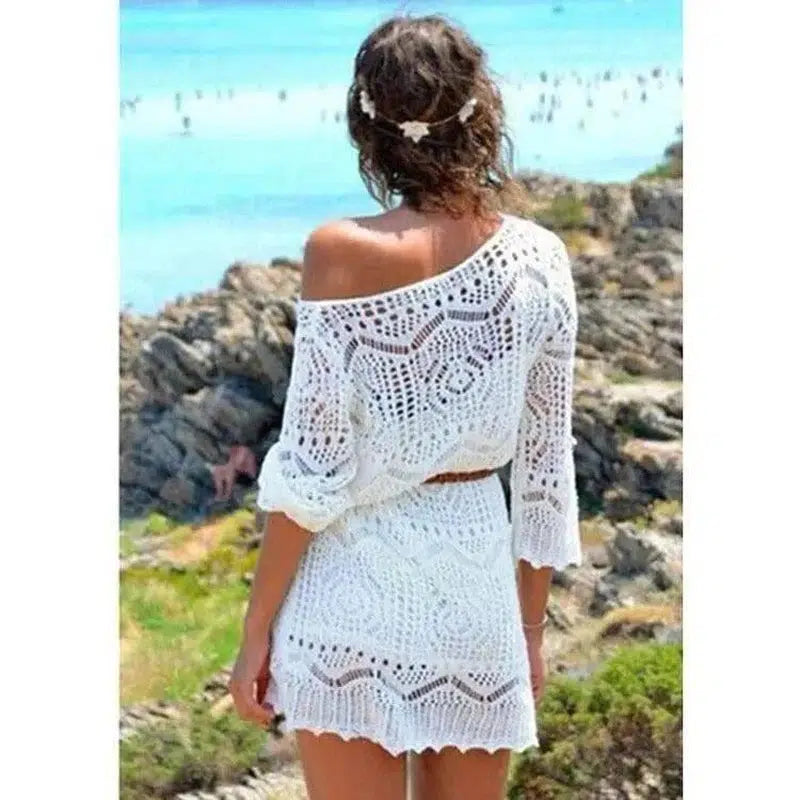 Knitted Hollow-out Beach Dress-6