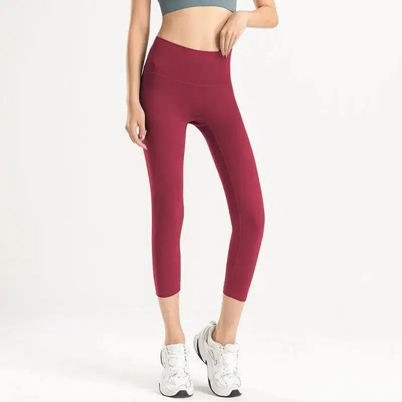 Leggings for Women High Waisted Tummy Control Workout-Red-10