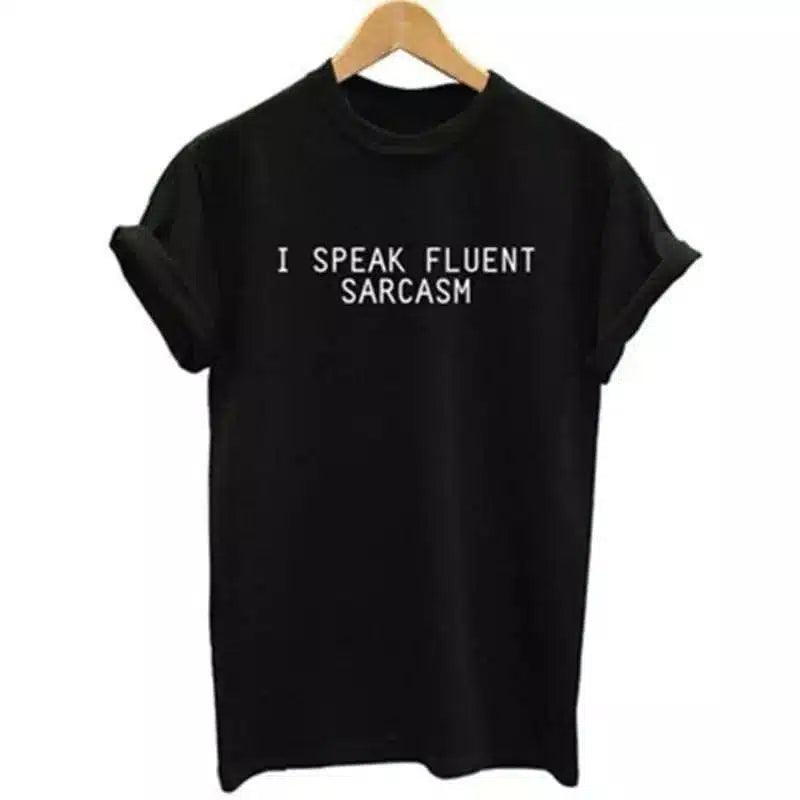 Slogan Tee with Humorous Phrase-Black-3