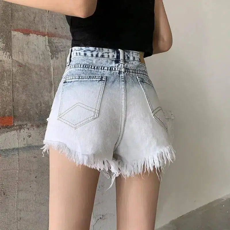 LOVEMI - Lovemi - Light blue shorts gradient jeans