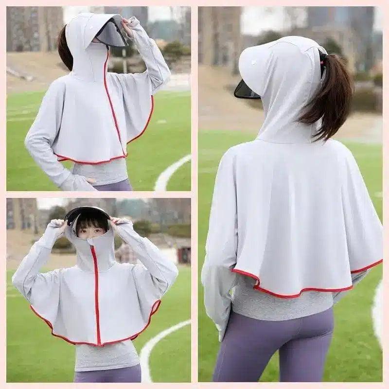 UV Protection Face Shield Hoodie for Outdoor Wear-Grey-4