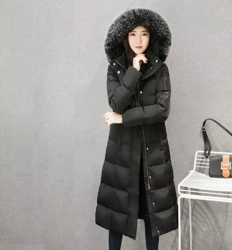 Long down jacket women-Real fur collar-3