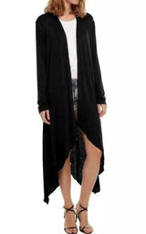 Women's Long Sleeve Asymmetric Cardigan-Black-5