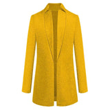 Chic Plus Sized Longline Blazer for All Seasons-Yellow-8