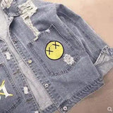 Distressed Denim Jacket with Patches-1