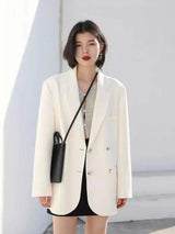 LOVEMI - Lovemi - Loose Double-breasted White Suit Jacket Women