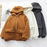 LOVEMI - Lovemi - Loose Hooded Warm Lamb Fur Jacket