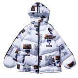 Loose quilted cotton plus fleece jacket-White-1